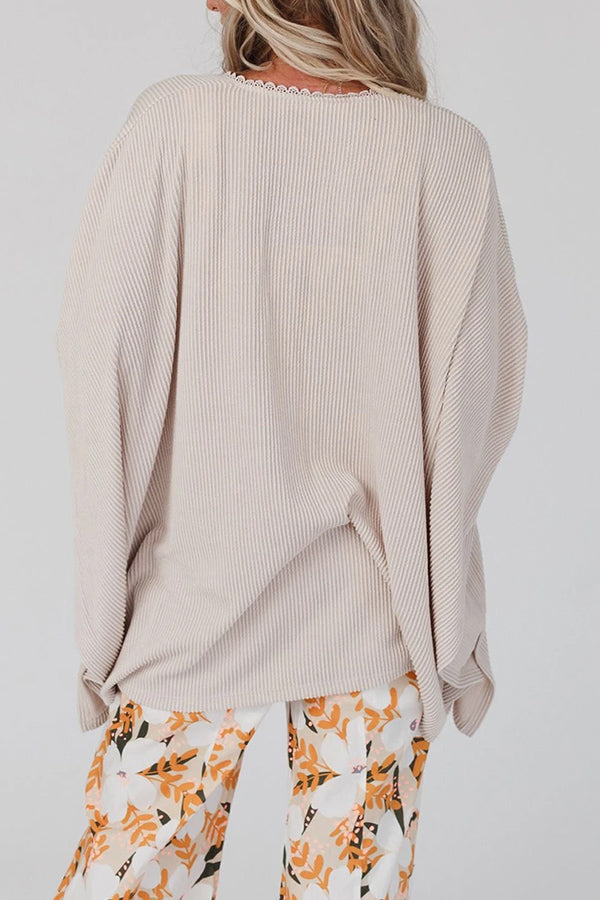 テクスチャードレーストリム前開き着物カーディガン