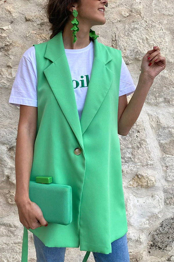 Side Band Slit Collar Vest