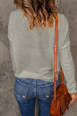 White Solid Drop Shoulder Pullover Sweater