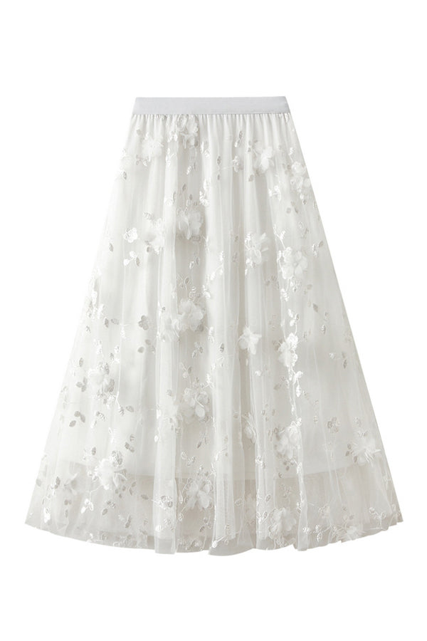 Mesh embroidery heavy industry skirt large size gauze skirt