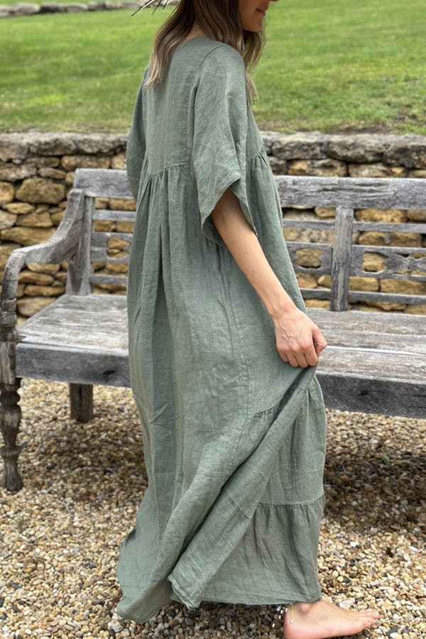 MIRA v-neck paneled maxi dress