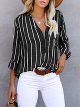 Loose Fashion Striped Long Sleeve Shirt(9 colors)