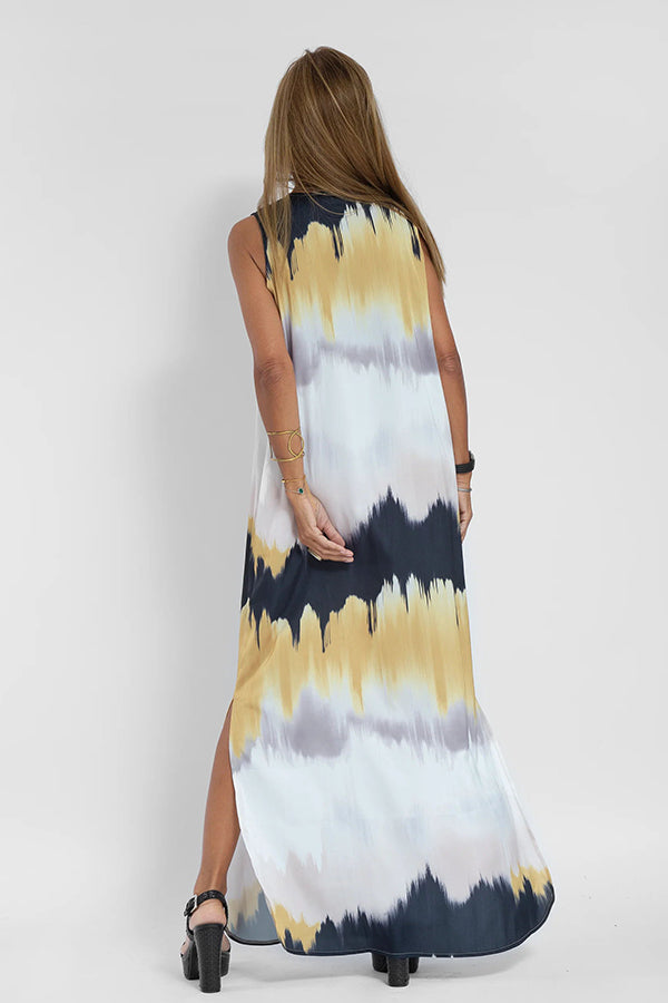 Make Them Proud Satin Tie-dye Print Relaxed Maxi Dress