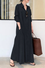 Long Sleeve Simple Loose Casual Long Dress