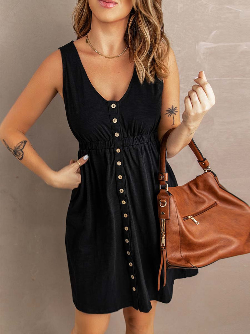 Casual Buttons Vest Dress(9 Colors)