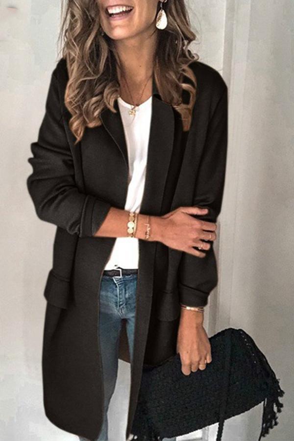 Solid Color Long Sleeve Coat