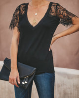 Sweet Side Lace Top - Black