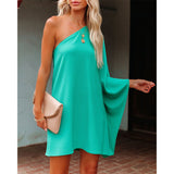 Loose One-shoulder Diagonal Dress(8 colors)