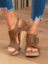 Mid Heel Wedge Sandals