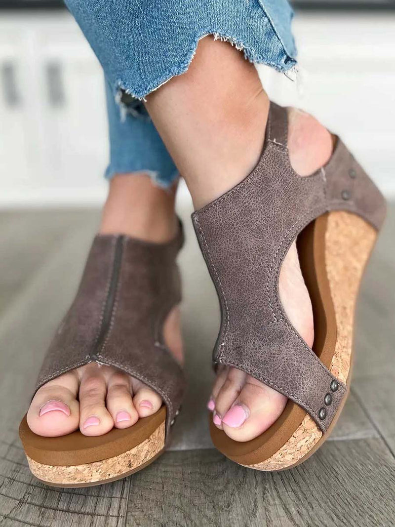 Mid Heel Wedge Sandals