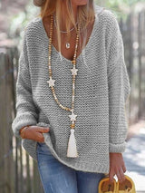 V-neck Long Sleeve Knit Sweater