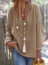 V-neck Long Sleeve Knit Sweater