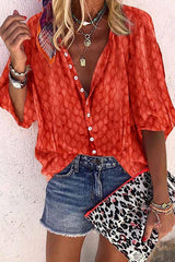 Solid Color Button Loose Shirt