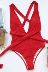 Deep V-neck Strap One-piece Swimsuit