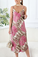 Goya snakeskin strap deep v-neck dress