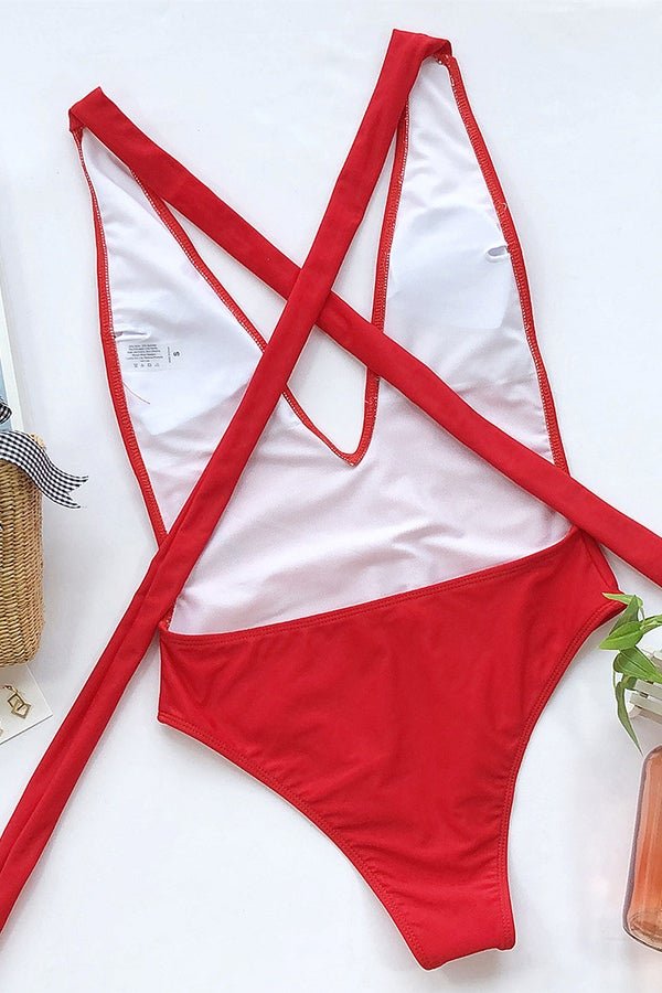 Deep V-neck Strap One-piece Swimsuit