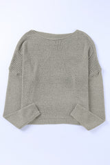 White Solid Drop Shoulder Pullover Sweater