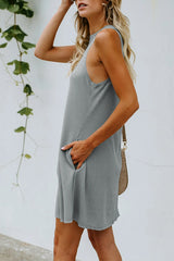 Gray Crisscross Cut-out Back Knit Tank Petal Dress