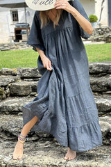 MIRA v-neck paneled maxi dress