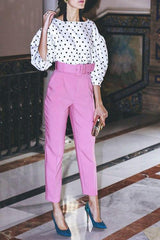 Rose Straight Pants With Belt