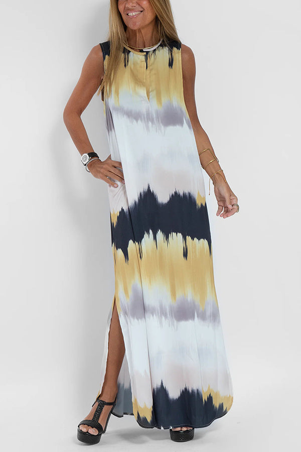 Make Them Proud Satin Tie-dye Print Relaxed Maxi Dress