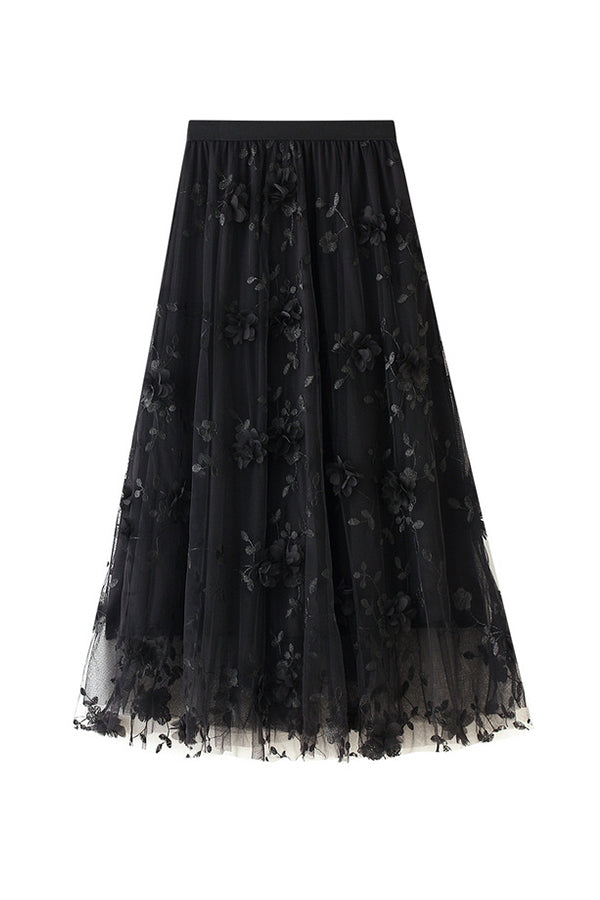 メッシュ刺繍重工業スカートLサイズガーゼスカート