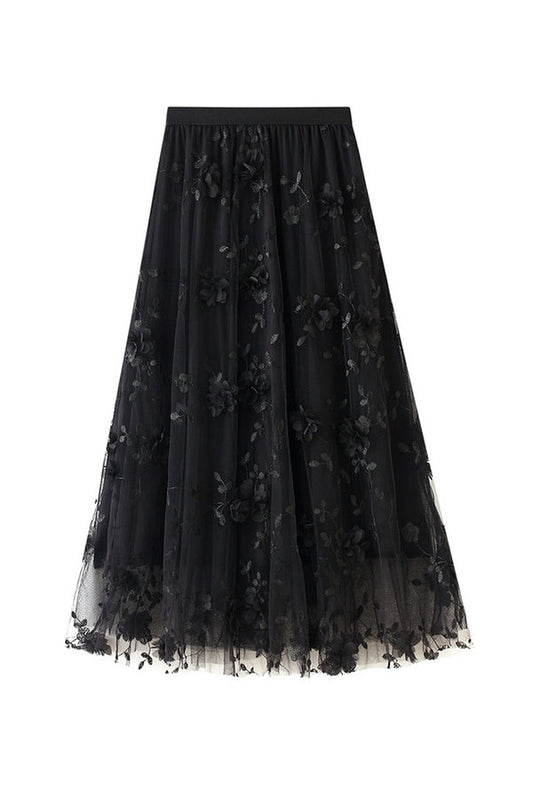 メッシュ刺繍重工業スカートLサイズガーゼスカート