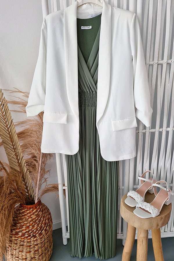 Delightful Day スモッキング ウエスト プリーツ ワイドレッグ ジャンプスーツ