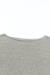 White Solid Drop Shoulder Pullover Sweater