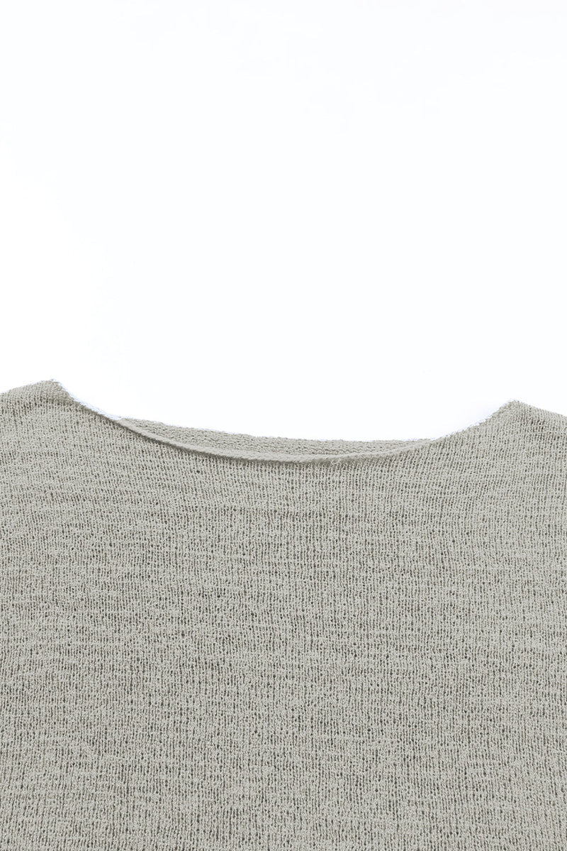 White Solid Drop Shoulder Pullover Sweater