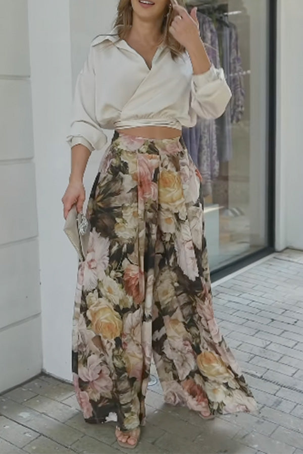 Amy's dream garden loose temperament wide leg pants