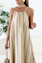 Metallic Earth Stripe Dress