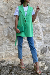 Side Band Slit Collar Vest