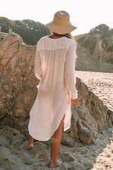 Linen Blend Pocketed Cover-up Dress