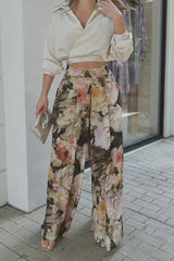 Amy's dream garden loose temperament wide leg pants