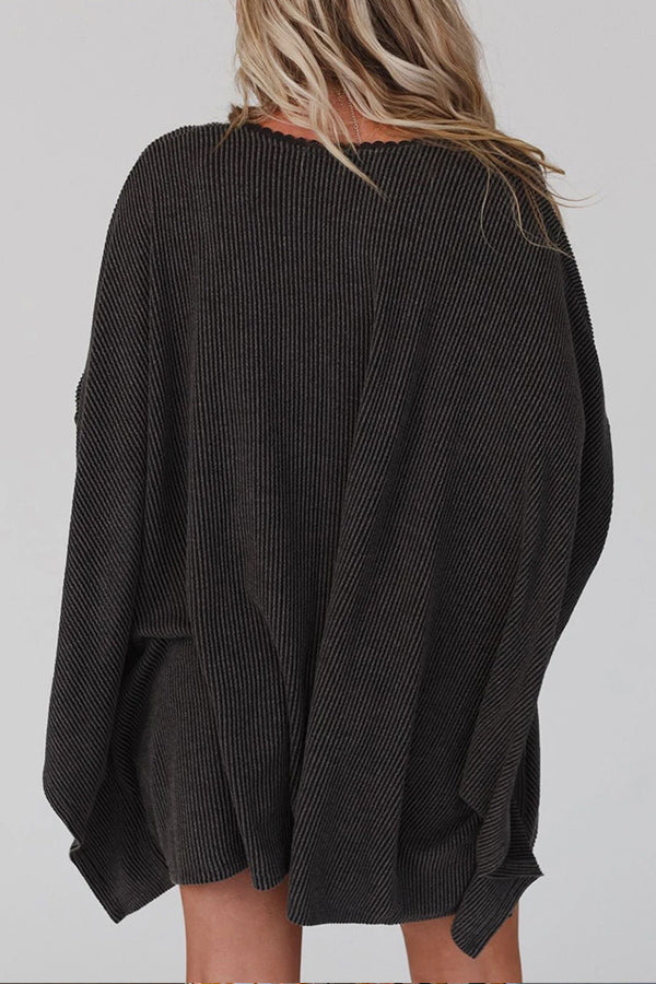 テクスチャードレーストリム前開き着物カーディガン